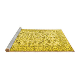 Sideview of Machine Washable Persian Yellow Traditional Rug, wshtr2748yw