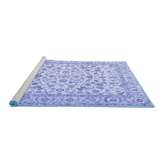 Sideview of Machine Washable Persian Blue Traditional Rug, wshtr2748blu
