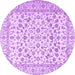 Round Machine Washable Persian Purple Traditional Area Rugs, wshtr2748pur