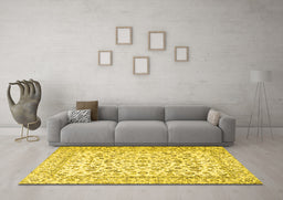 Machine Washable Persian Yellow Traditional Rug in a Living Room, wshtr2748yw