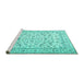 Sideview of Machine Washable Persian Turquoise Traditional Area Rugs, wshtr2748turq