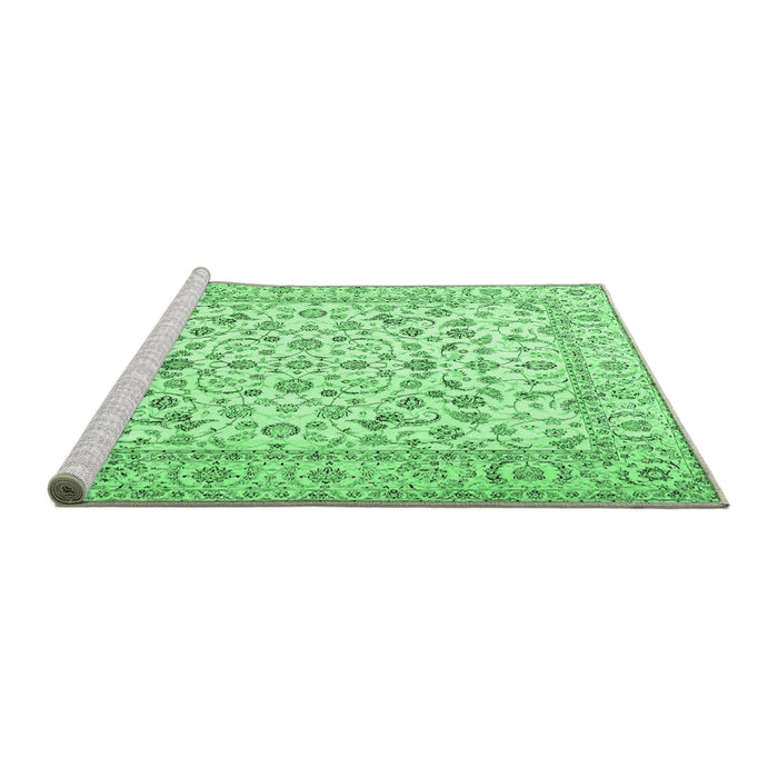 Sideview of Machine Washable Persian Emerald Green Traditional Area Rugs, wshtr2748emgrn