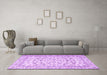 Machine Washable Persian Purple Traditional Area Rugs in a Living Room, wshtr2748pur