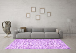 Machine Washable Persian Purple Traditional Area Rugs in a Living Room, wshtr2748pur