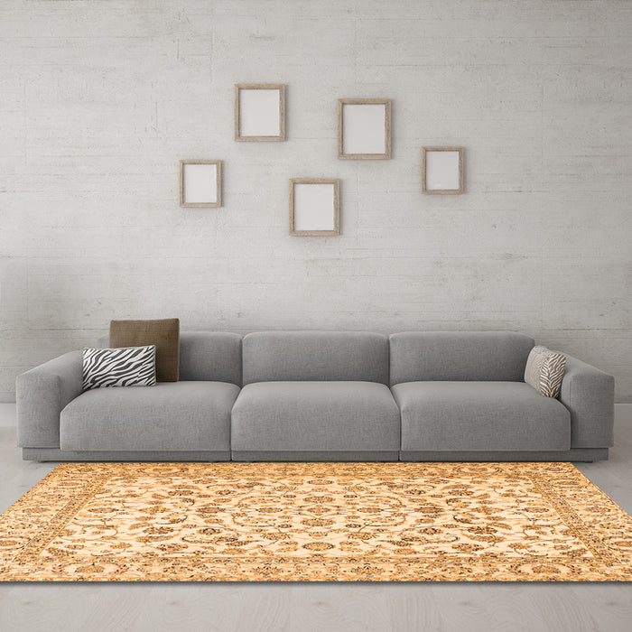 Machine Washable Persian Orange Traditional Area Rugs in a Living Room, wshtr2748org