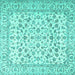 Square Machine Washable Persian Turquoise Traditional Area Rugs, wshtr2748turq