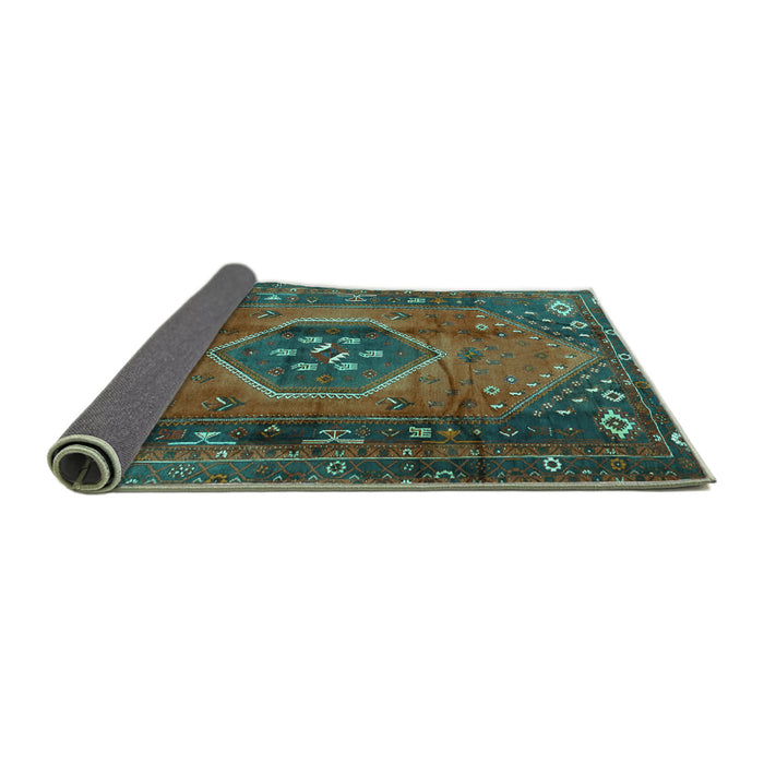 Sideview of Persian Turquoise Traditional Rug, tr2749turq