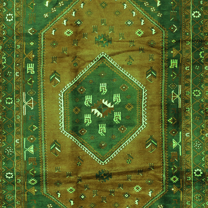 Serging Thickness of Machine Washable Persian Green Traditional Area Rugs, wshtr2749grn