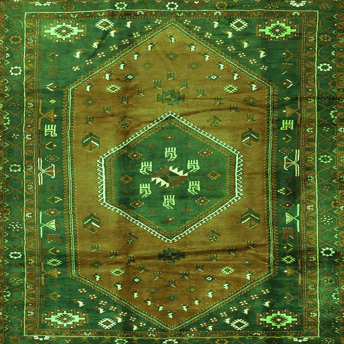 Round Machine Washable Persian Green Traditional Area Rugs, wshtr2749grn