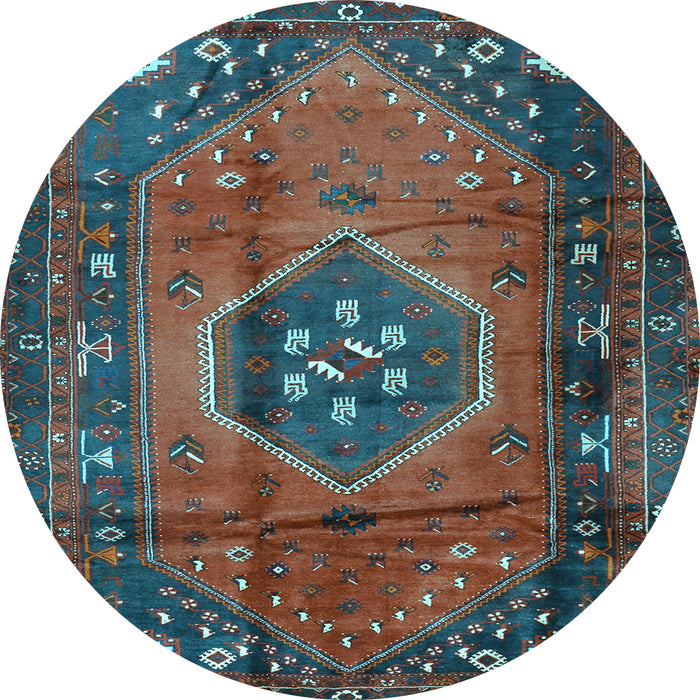 Round Persian Light Blue Traditional Rug, tr2749lblu