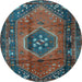 Round Persian Light Blue Traditional Rug, tr2749lblu