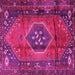 Square Machine Washable Persian Pink Traditional Rug, wshtr2749pnk