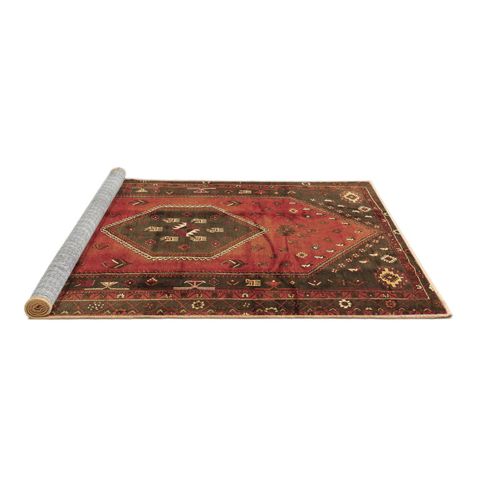 Sideview of Machine Washable Persian Brown Traditional Rug, wshtr2749brn