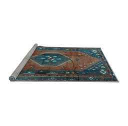 Sideview of Machine Washable Persian Light Blue Traditional Rug, wshtr2749lblu