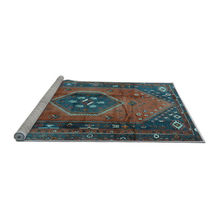 Sideview of Machine Washable Persian Light Blue Traditional Rug, wshtr2749lblu