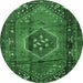 Round Persian Emerald Green Traditional Rug, tr2749emgrn