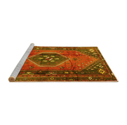 Sideview of Machine Washable Persian Yellow Traditional Rug, wshtr2749yw