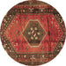 Round Persian Brown Traditional Rug, tr2749brn