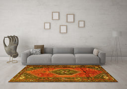 Machine Washable Persian Yellow Traditional Rug in a Living Room, wshtr2749yw
