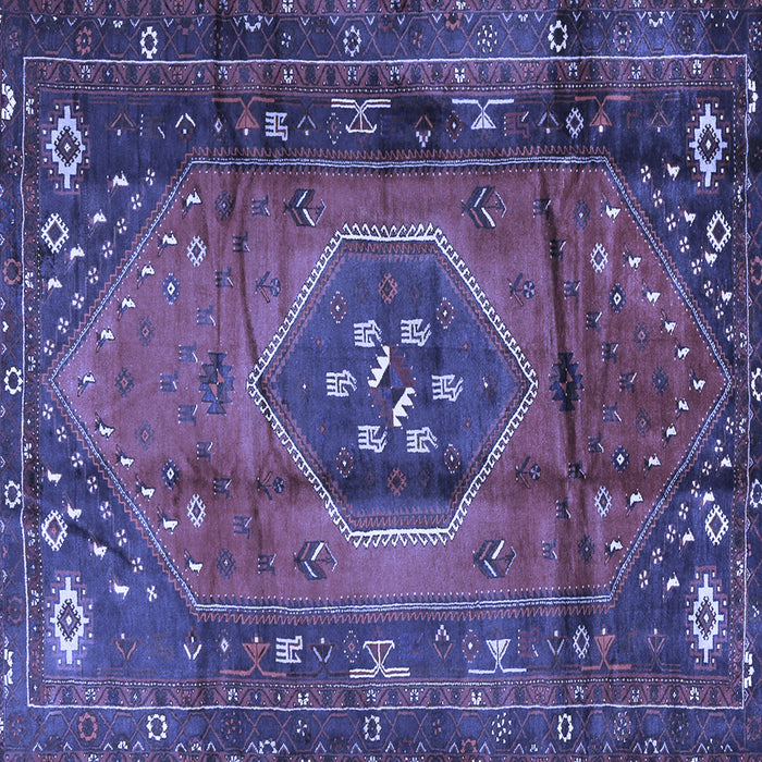 Square Machine Washable Persian Blue Traditional Rug, wshtr2749blu