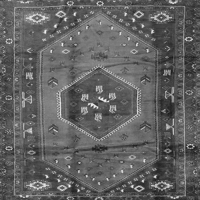 Round Machine Washable Persian Gray Traditional Rug, wshtr2749gry