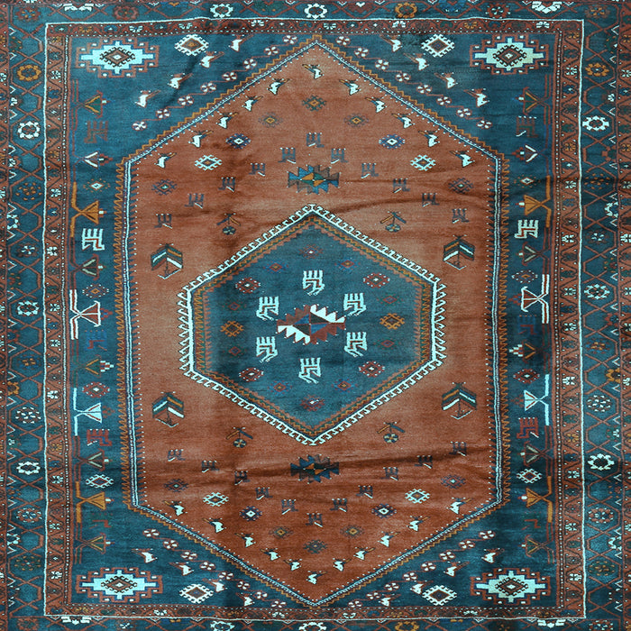 Square Machine Washable Persian Light Blue Traditional Rug, wshtr2749lblu
