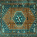 Square Persian Turquoise Traditional Rug, tr2749turq