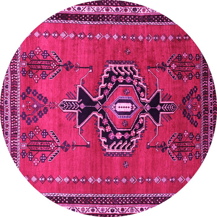 Round Machine Washable Persian Pink Traditional Rug, wshtr274pnk