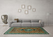 Machine Washable Persian Turquoise Traditional Area Rugs in a Living Room,, wshtr274turq