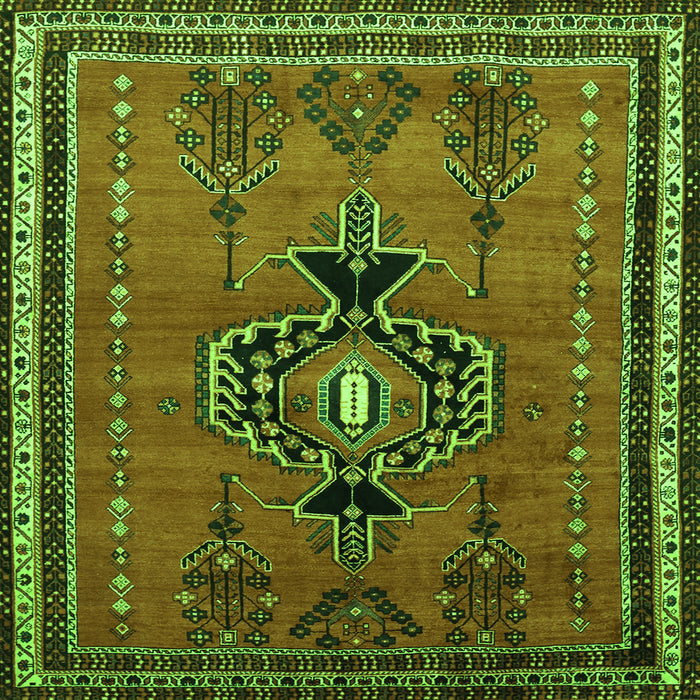 Round Machine Washable Persian Green Traditional Area Rugs, wshtr274grn