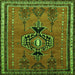 Round Machine Washable Persian Green Traditional Area Rugs, wshtr274grn