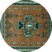 Round Persian Turquoise Traditional Rug, tr274turq