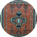 Round Machine Washable Persian Light Blue Traditional Rug, wshtr274lblu