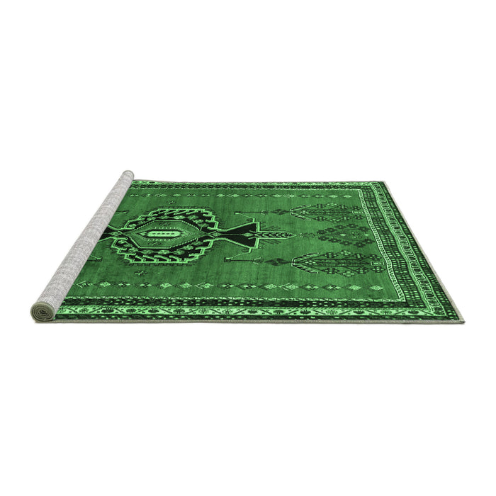 Sideview of Machine Washable Persian Emerald Green Traditional Area Rugs, wshtr274emgrn