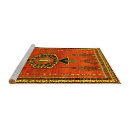 Sideview of Machine Washable Persian Yellow Traditional Rug, wshtr274yw