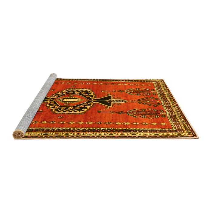 Sideview of Machine Washable Persian Yellow Traditional Rug, wshtr274yw
