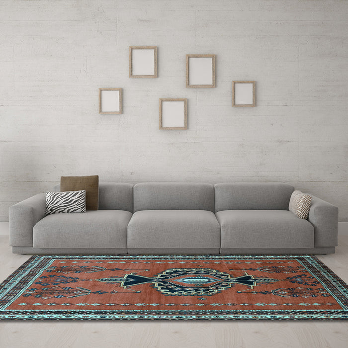 Machine Washable Persian Light Blue Traditional Rug in a Living Room, wshtr274lblu