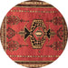 Round Persian Brown Traditional Rug, tr274brn