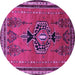 Round Persian Purple Traditional Rug, tr274pur