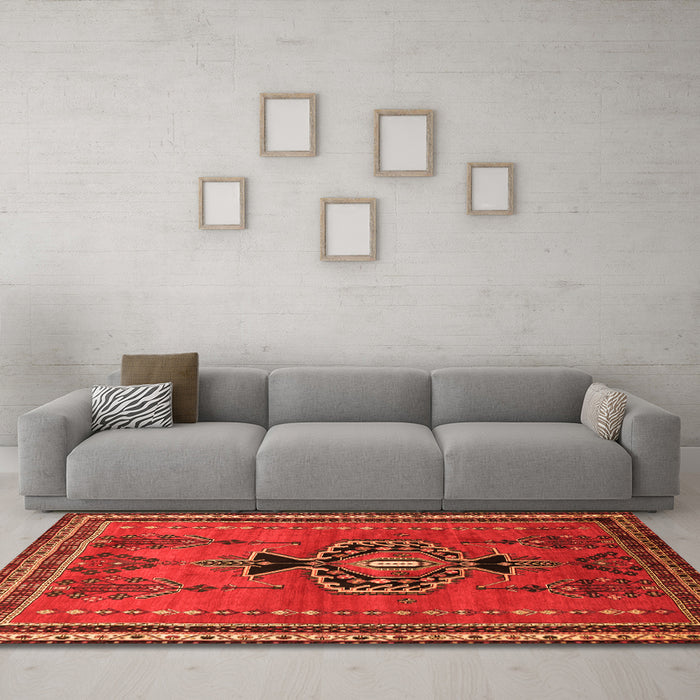 Machine Washable Persian Orange Traditional Area Rugs in a Living Room, wshtr274org
