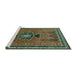 Sideview of Machine Washable Persian Turquoise Traditional Area Rugs, wshtr274turq