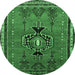 Round Persian Emerald Green Traditional Rug, tr274emgrn