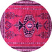 Round Persian Pink Traditional Rug, tr274pnk