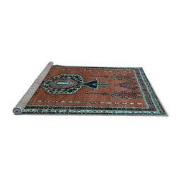 Sideview of Machine Washable Persian Light Blue Traditional Rug, wshtr274lblu
