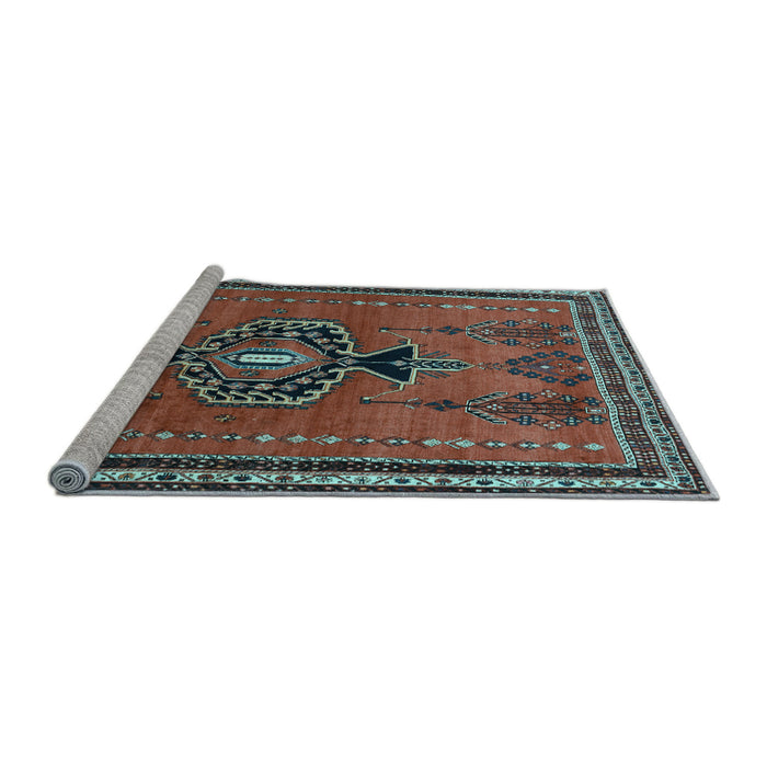 Sideview of Machine Washable Persian Light Blue Traditional Rug, wshtr274lblu