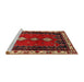 Sideview of Machine Washable Traditional Dark Gold Brown Rug, wshtr275