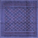 Square Machine Washable Persian Blue Traditional Rug, wshtr2750blu