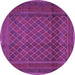 Round Machine Washable Persian Purple Traditional Area Rugs, wshtr2750pur