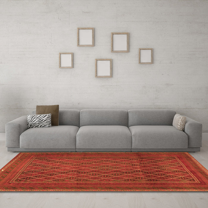 Machine Washable Persian Orange Traditional Area Rugs in a Living Room, wshtr2750org