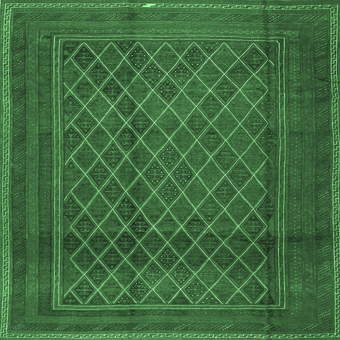 Square Machine Washable Persian Emerald Green Traditional Area Rugs, wshtr2750emgrn